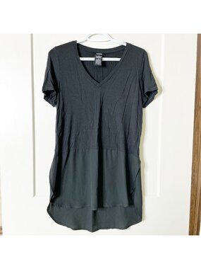 Premise Womens Black V-Neck Tunic High-Low Hem Short-Sleeve Small